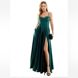 B Darlin Teal Maxi Dress with Slit